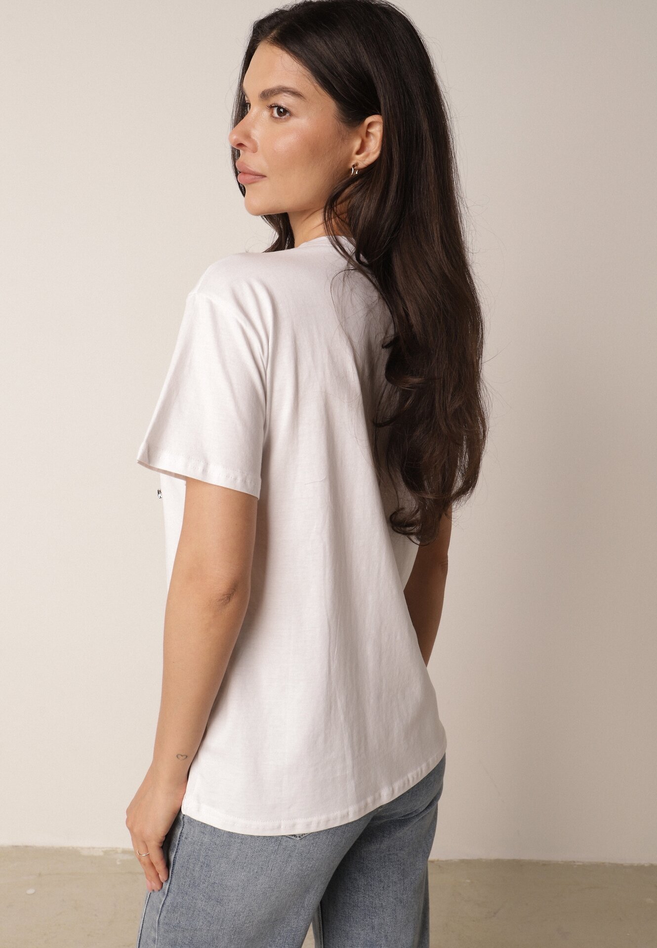 elsa.m by may T-shirt alb Decorat cu Circonii Colorate Wiadea