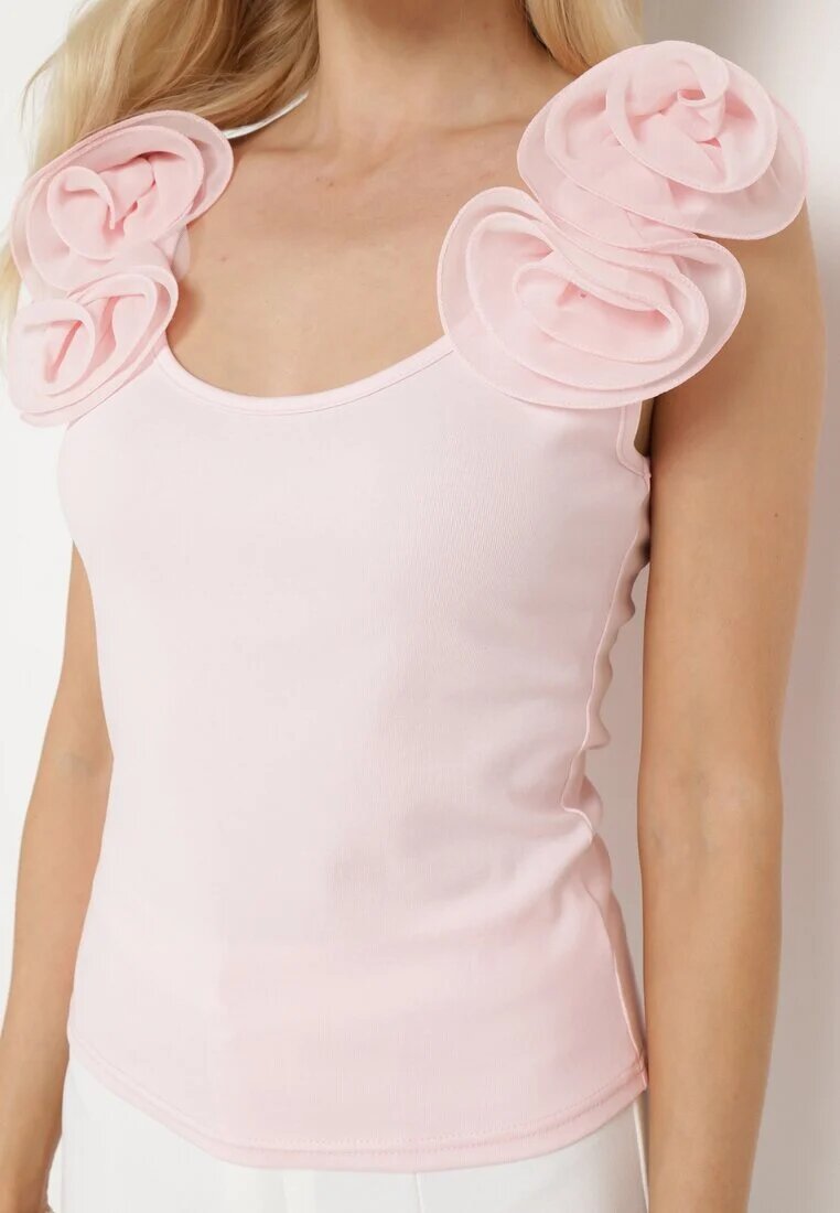 elsa.m by may Top Maiou Roz din bumbac cu Aplicație Decorativă Tannestia