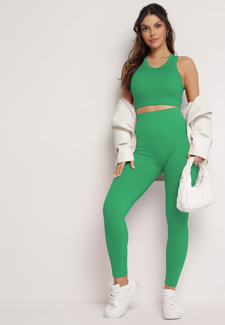 elsa.m by may Top Sport Verde cu Dungi cu Cupe Detașabile Ivafa