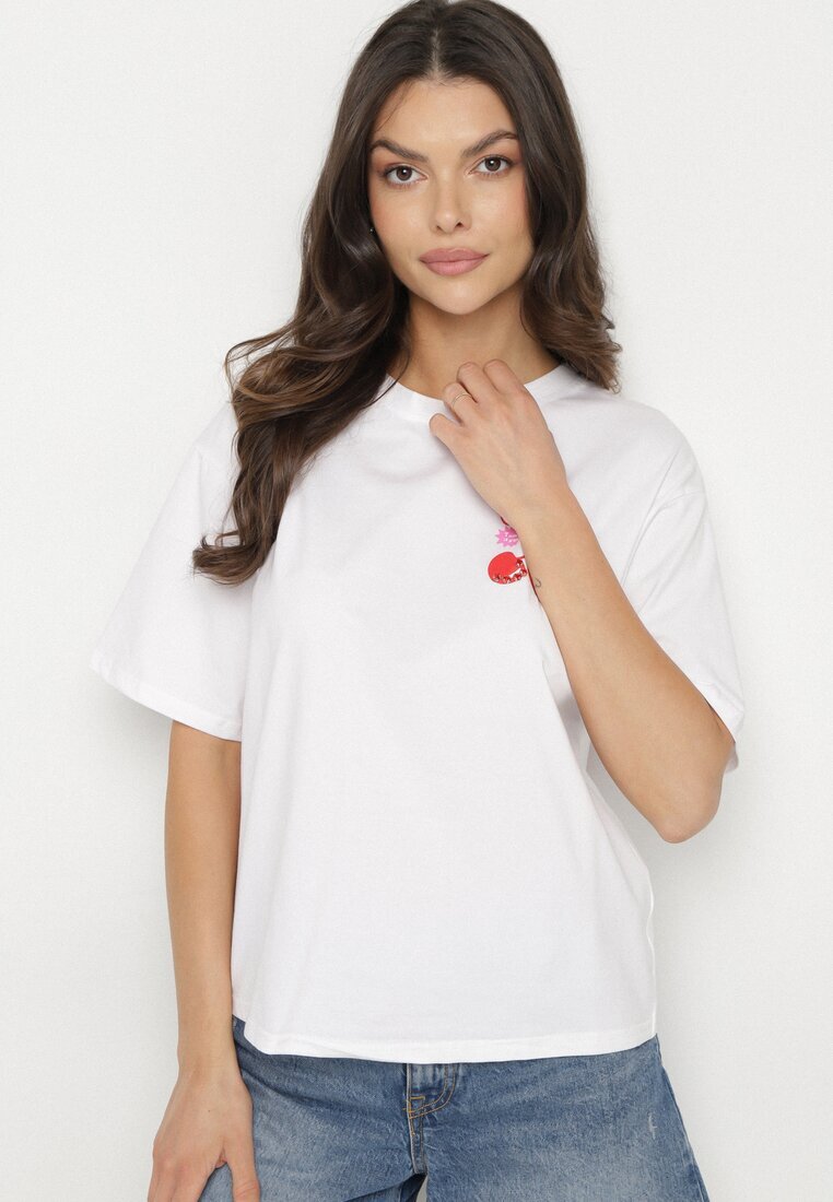 elsa.m by may Tricou Alb cu Bumbac Zirconii și Motiv Cireșe Linmira