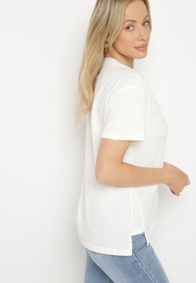 elsa.m by may Tricou Alb cu Spate Asimetric și Broderie Decorativă Ninissara