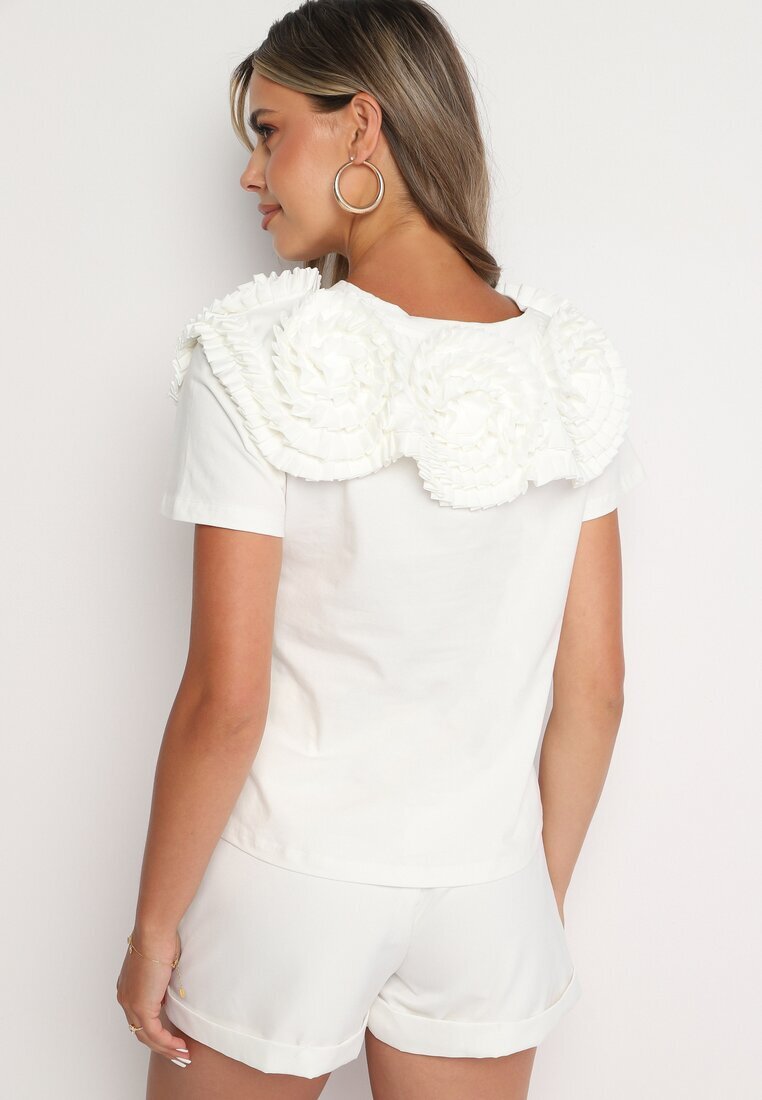 elsa.m by may Tricou Alb de Bumbac cu Aplicație Textilă 3D Jolilena