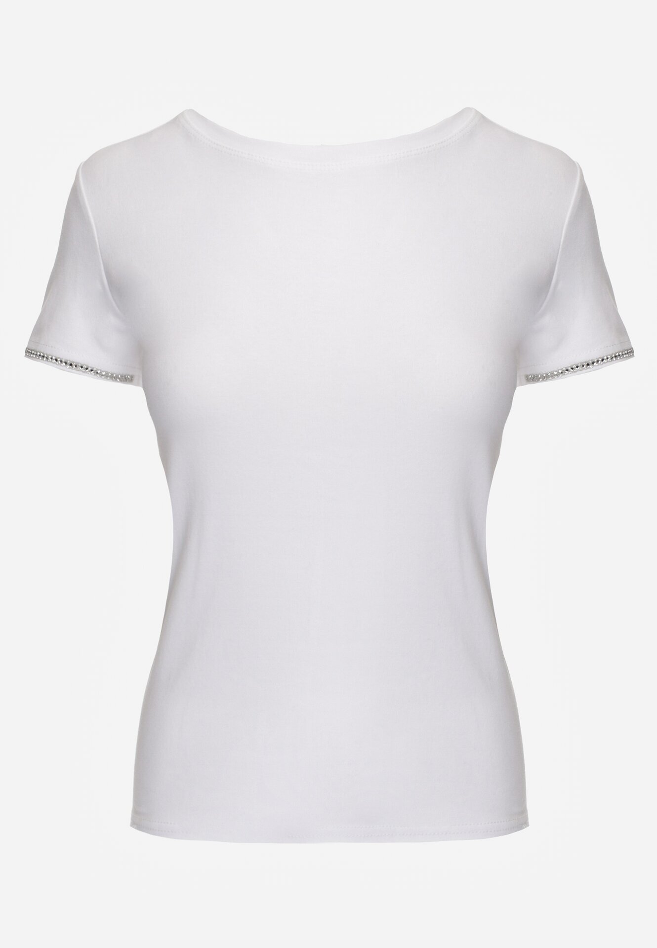 elsa.m by may Tricou Alb din bumbac cu Zirconii la Mâneci Pronolea