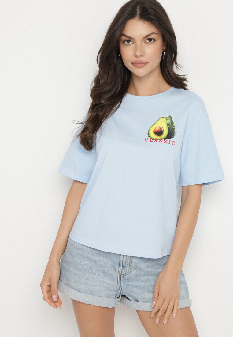 elsa.m by may Tricou Albastru din Bumbac și cu Motiv Avocado Addixa