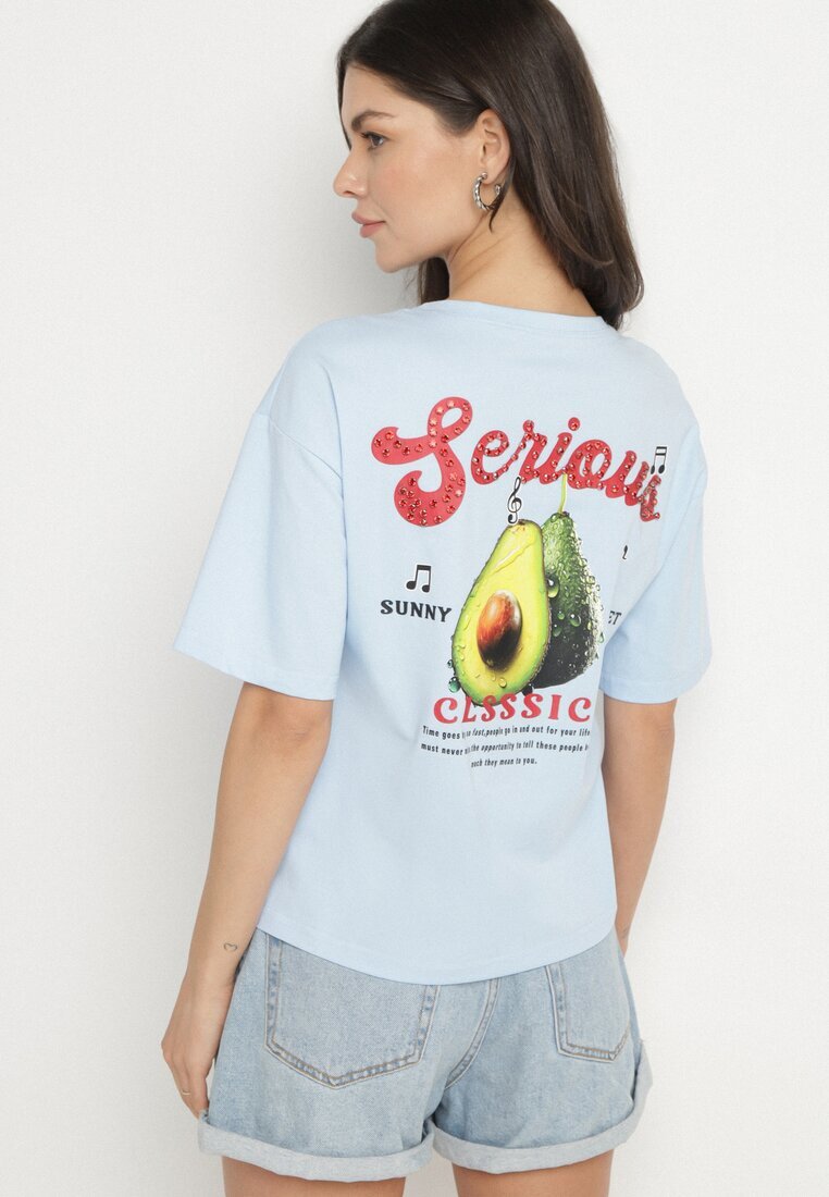 elsa.m by may Tricou Albastru din Bumbac și cu Motiv Avocado Addixa