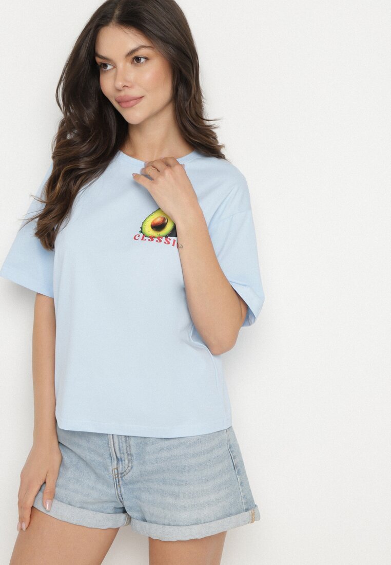 elsa.m by may Tricou Albastru din Bumbac și cu Motiv Avocado Addixa