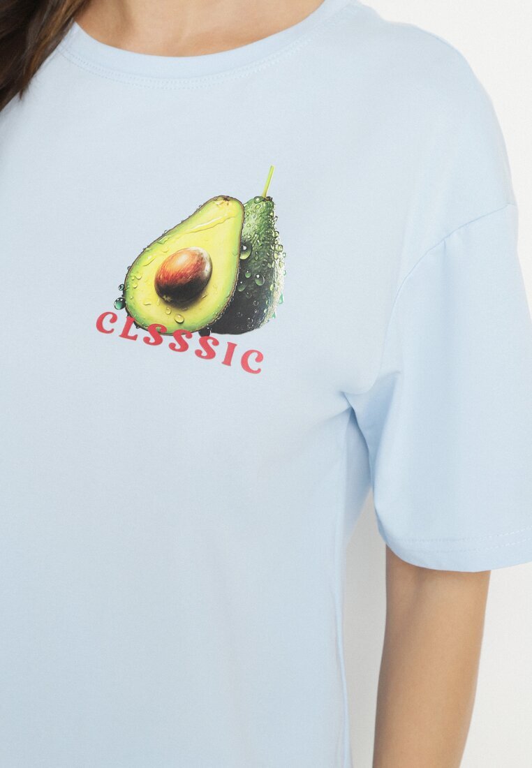 elsa.m by may Tricou Albastru din Bumbac și cu Motiv Avocado Addixa