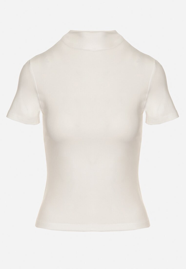 elsa.m by may Tricou mulat alb din Viscoză cu Guler înalt Isovera