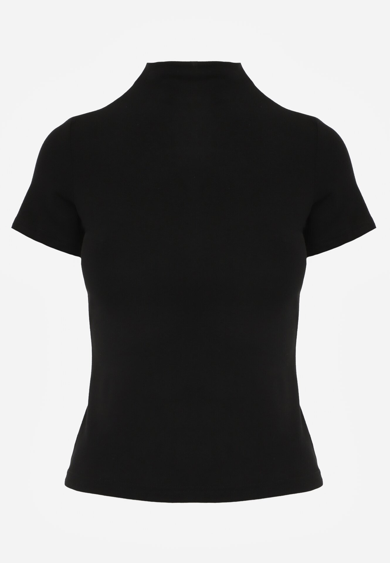 elsa.m by may Tricou Negru Cambrat din Viscoză cu Guler înalt Isovera