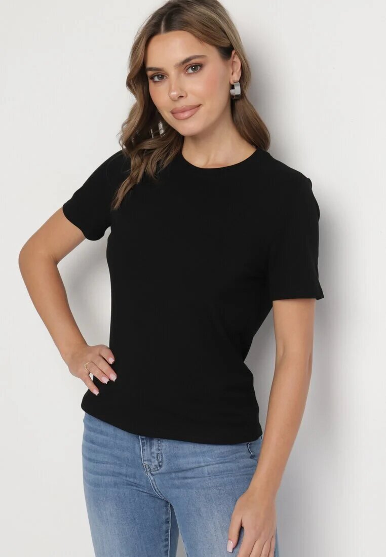 elsa.m by may Tricou negru din viscoză în stil clasic Arivoria
