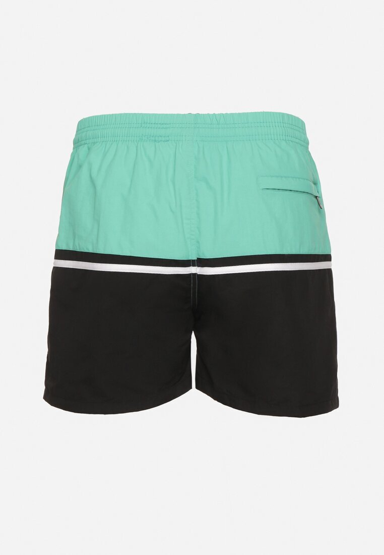 emt Pantaloni scurți Verde-Negru cu Elastic în Talie și Buzunare cu Fermoar Liravione