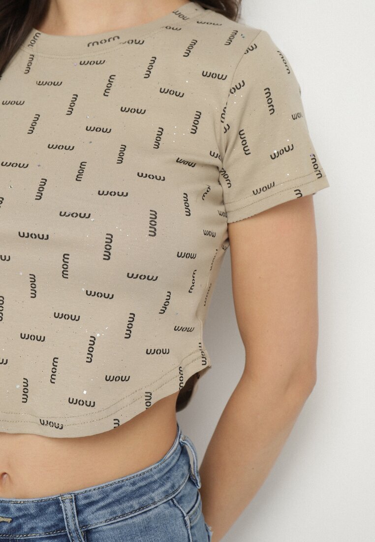 emt Tricou Bej închis De bumbac cu Sclipici Olinithra