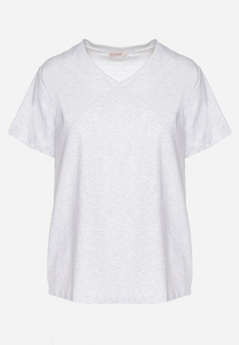 emt Tricou din bumbac Gri deschis cu decolteu triunghiular Nelirna