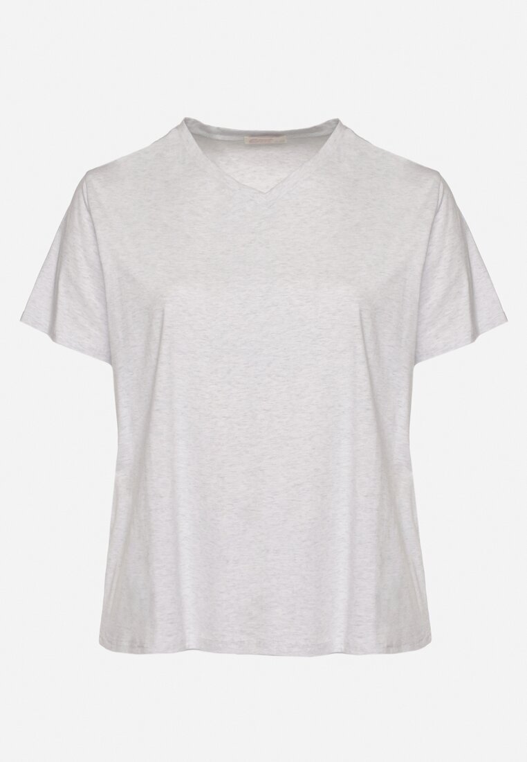 emt Tricou Gri deschis din Bumbac cu Decolteu în V Aveltebia