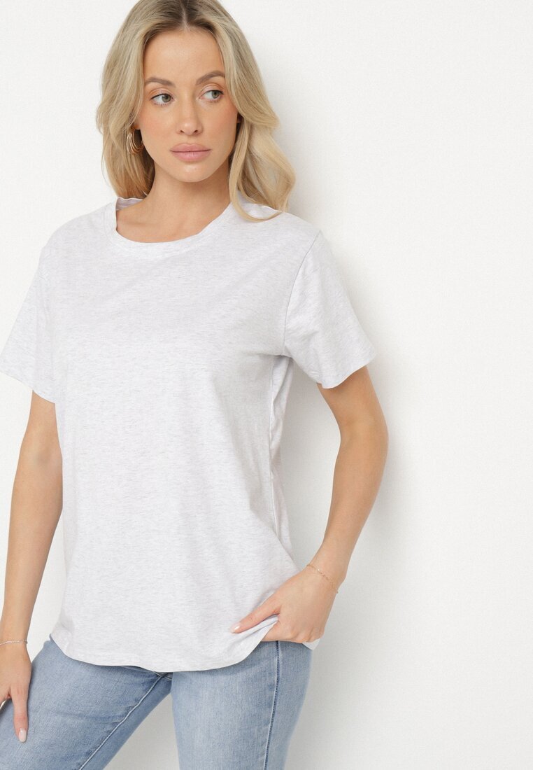 emt Tricou Gri deschis Neted din Bumbac cu Croială Clasică Natime