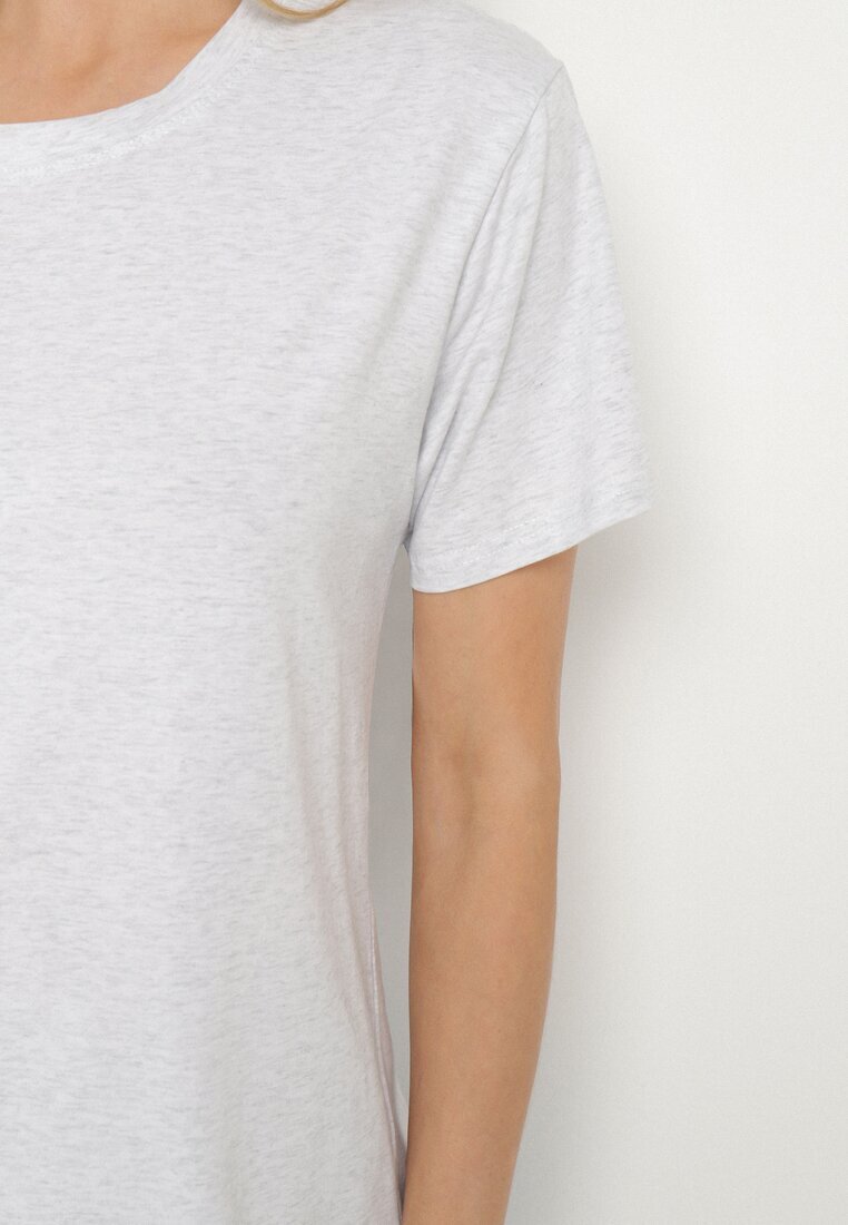 emt Tricou Gri deschis Neted din Bumbac cu Croială Clasică Natime
