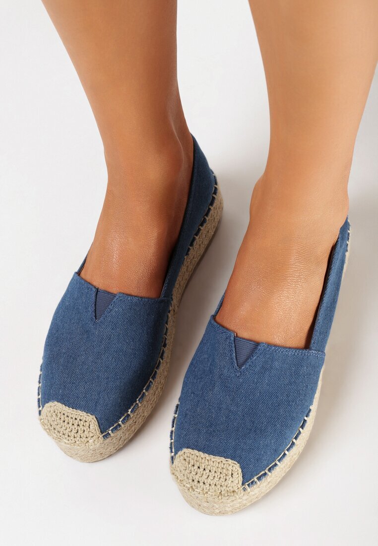  Espadrile Albastre pe Talpă Împletită cu Vârfuri Decorative Litherise