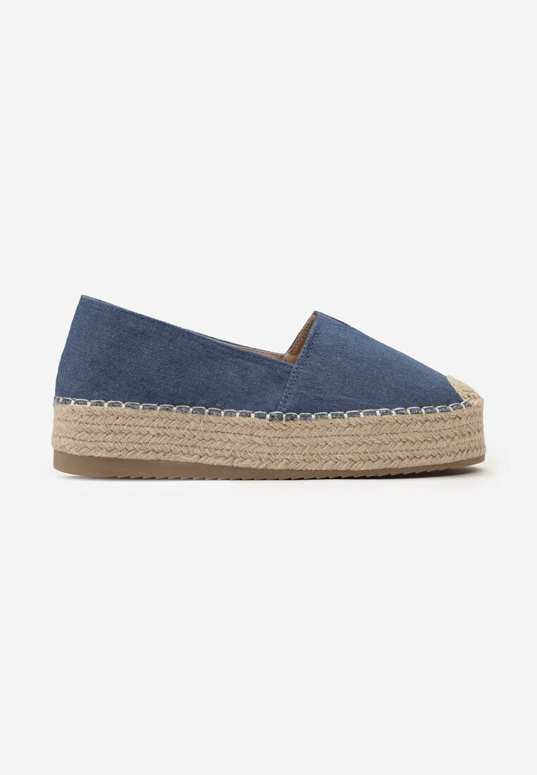  Espadrile Albastre pe Talpă Împletită cu Vârfuri Decorative Litherise