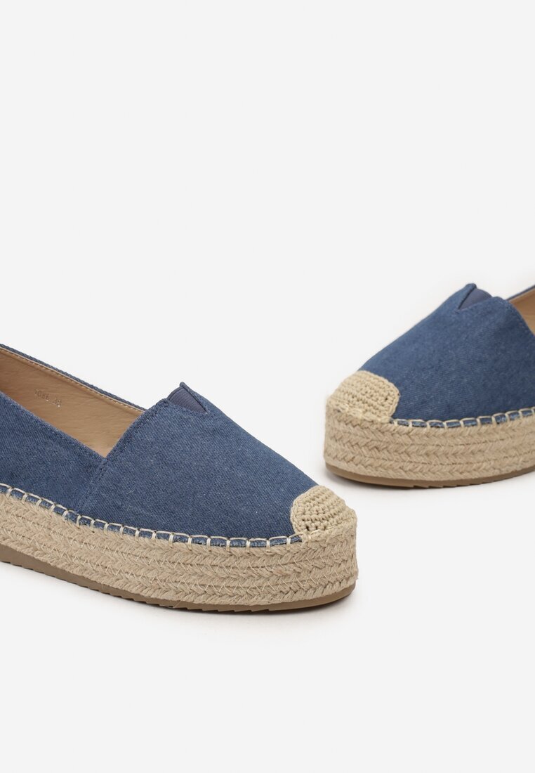  Espadrile Albastre pe Talpă Împletită cu Vârfuri Decorative Litherise