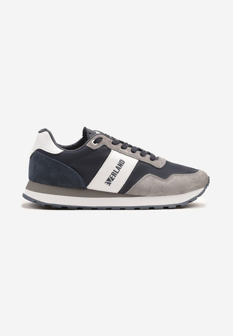 everland Pantofi Sport Sneakers Din Piele Bleumarin-Gri Cu Inscripție Polzeki