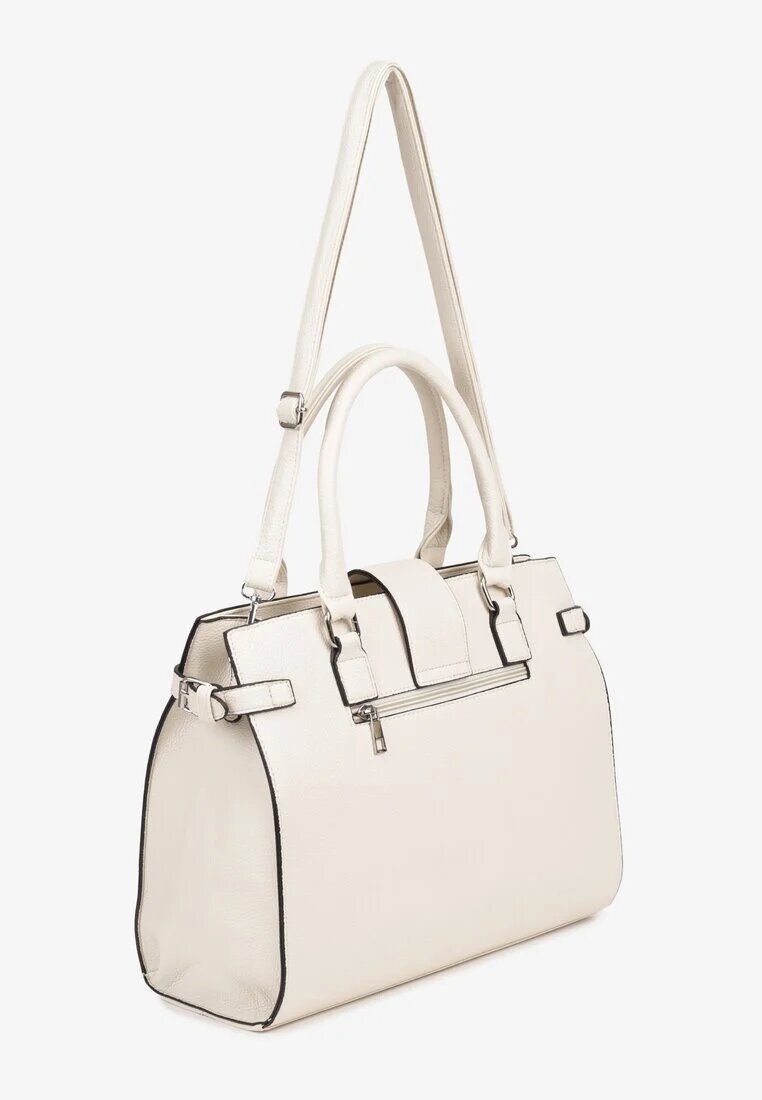 fashion&bags Geantă Albă cu Mâner și Aplicație Decorativă Ronevia