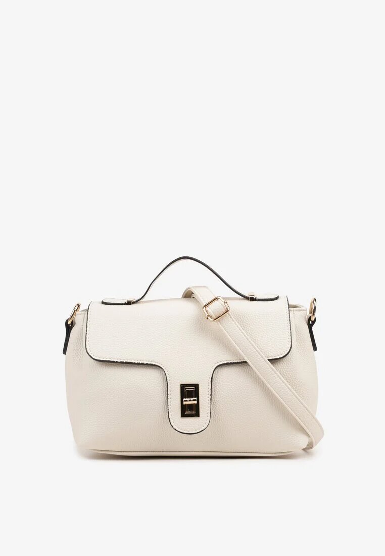 fashion&bags Geantă Albă Tip Poștașă cu Clapă Decorativă Monavia
