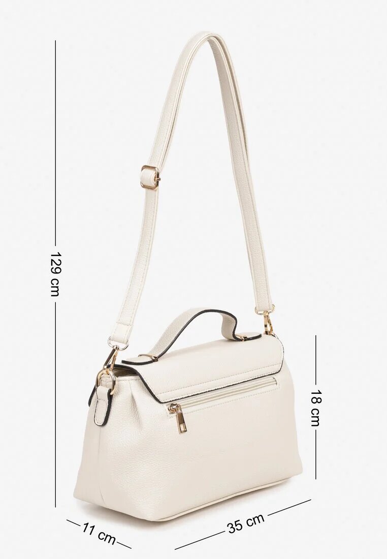 fashion&bags Geantă Albă Tip Poștașă cu Clapă Decorativă Monavia