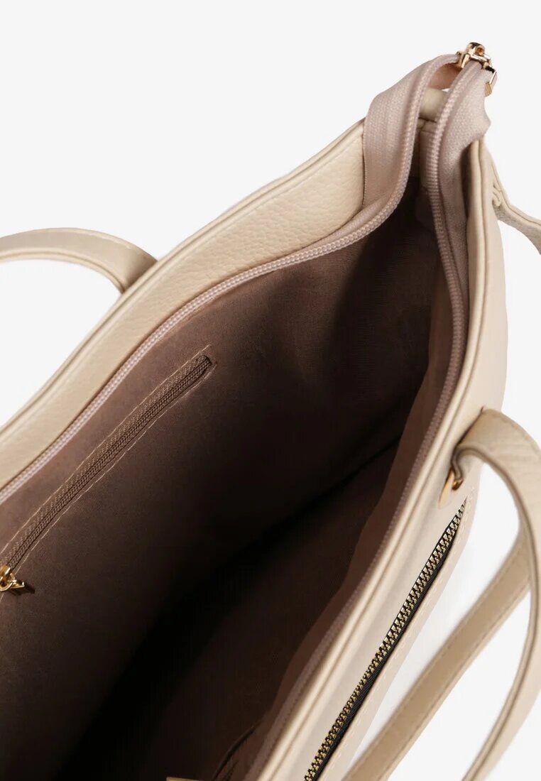 fashion&bags Geantă Bej-Crem în stil shopper cu un buzunar în față Nanirela