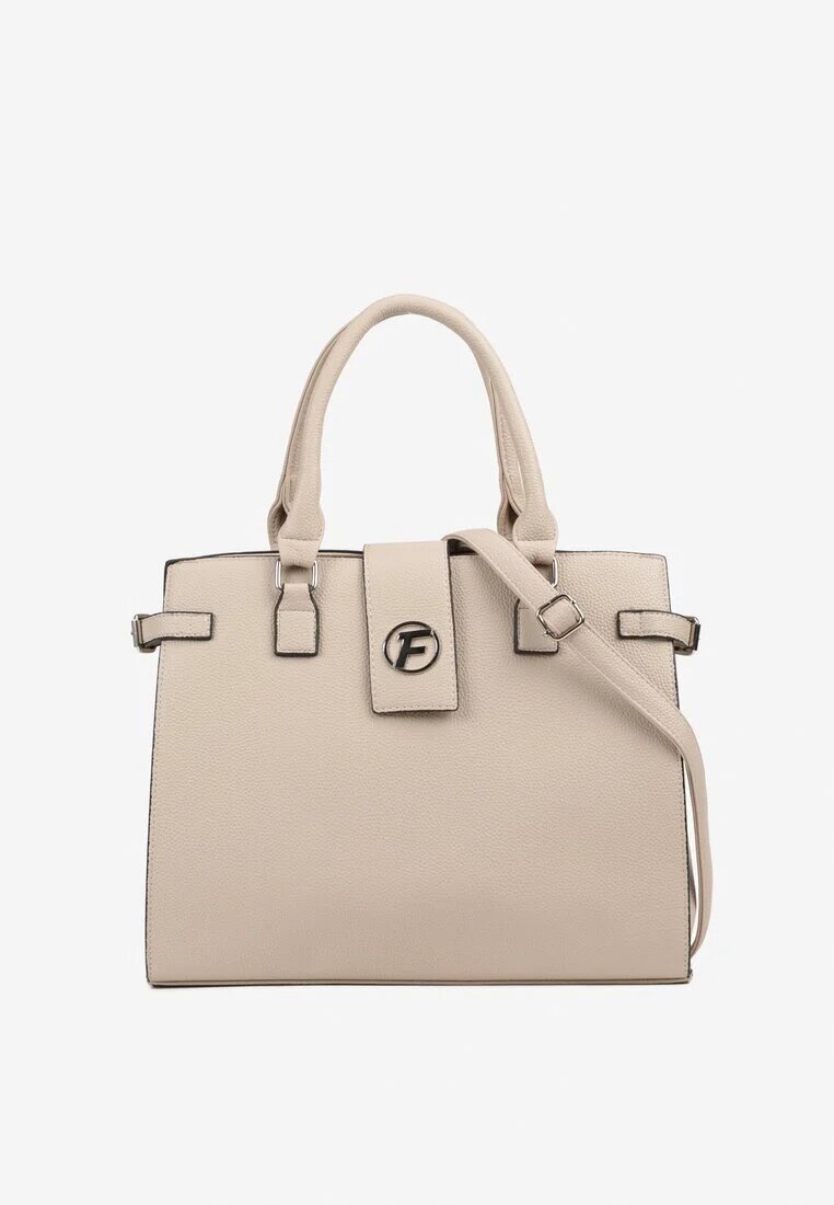 fashion&bags Geantă Bej cu Mâner și Aplicație Decorativă Ronevia