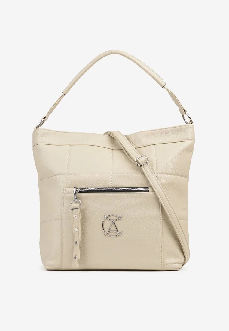 fashion&bags Geantă Bej Decorată cu Matlasare și Aplicație Metalică Mrulla