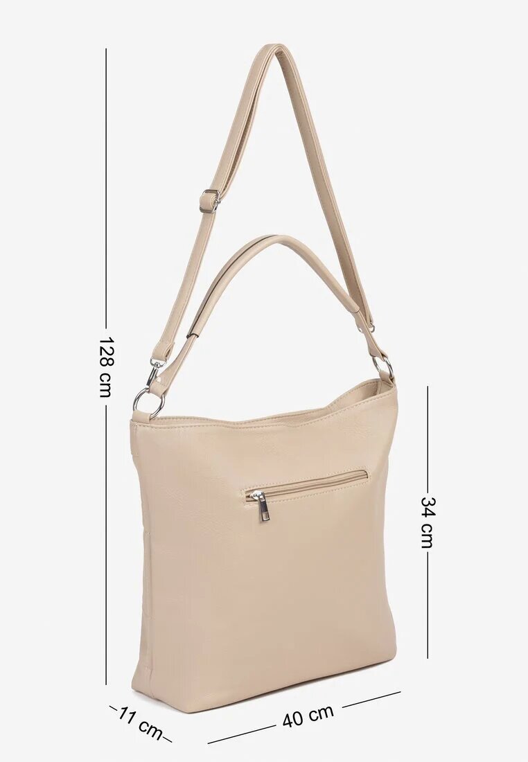 fashion&bags Geantă Bej închis Decorată cu Matlasare și Aplicație Metalică Mrulla