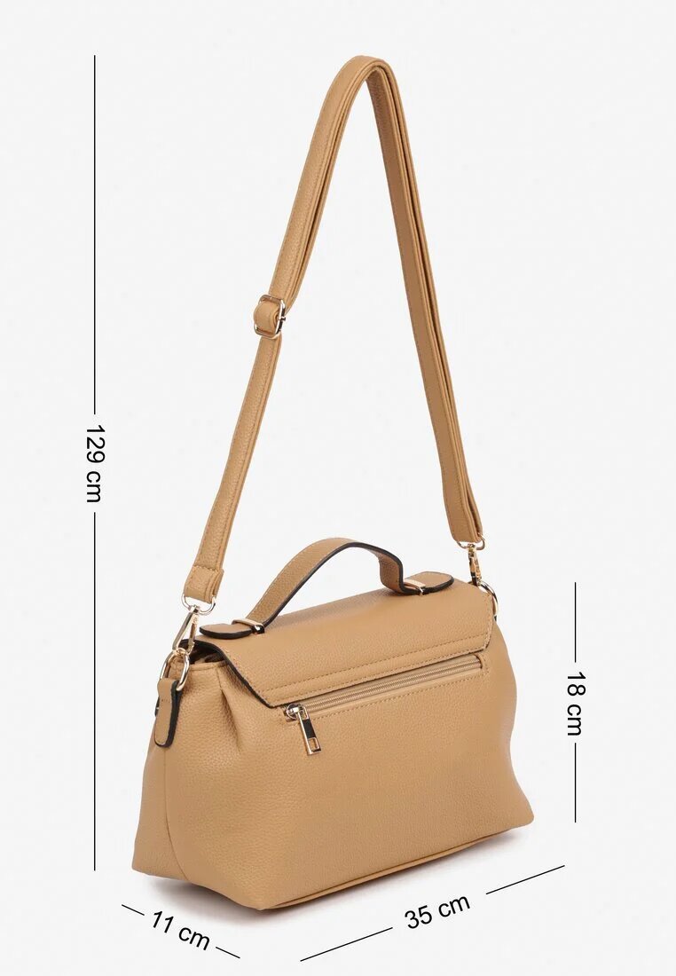 fashion&bags Geantă Bej închis Tip poștaș cu clapetă aurie decorativă Monavia