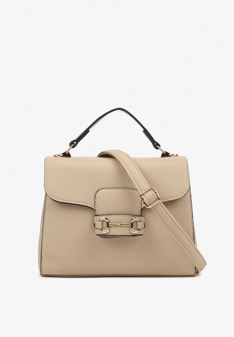 fashion&bags Geantă Bej închis tip poștaș cu Mâner și Aplicație Decorativă Alamira
