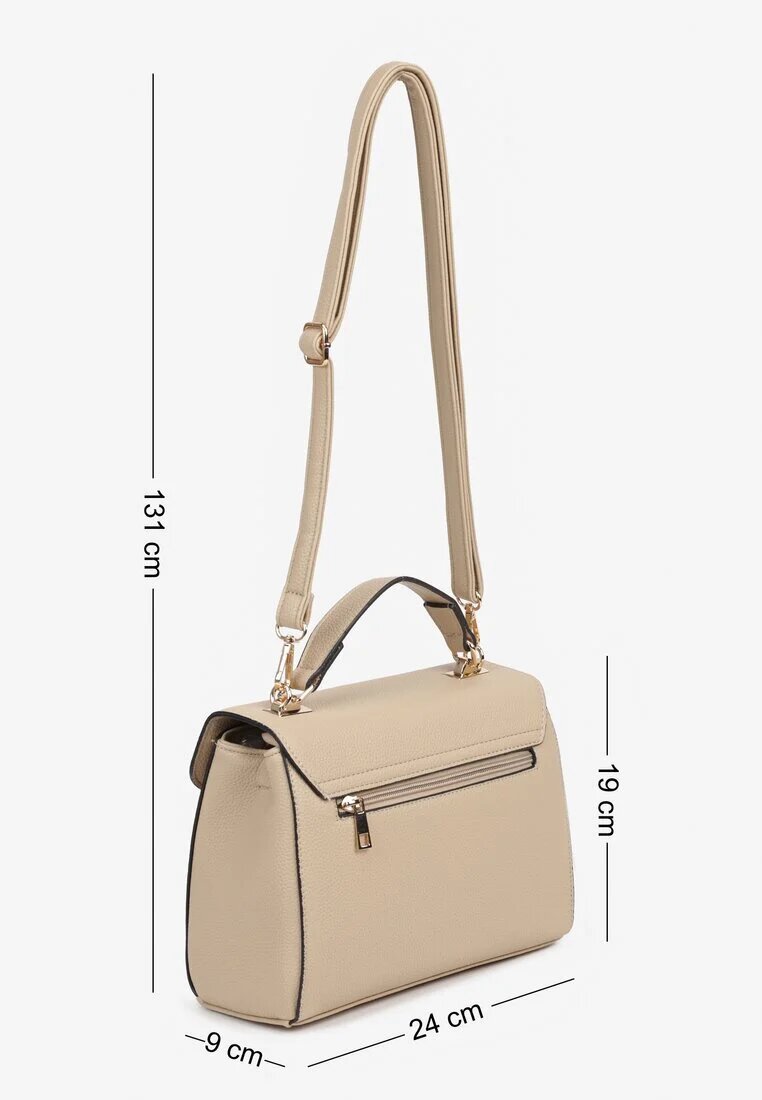 fashion&bags Geantă Bej închis tip poștaș cu Mâner și Aplicație Decorativă Alamira