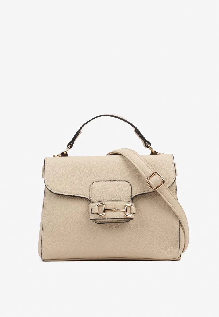 fashion&bags Geantă Bej tip poștaș cu Mâner și Aplicație Decorativă Alamira
