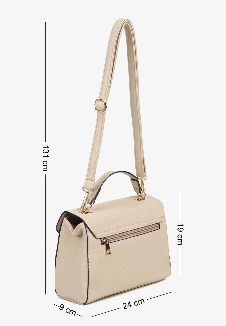 fashion&bags Geantă Bej tip poștaș cu Mâner și Aplicație Decorativă Alamira