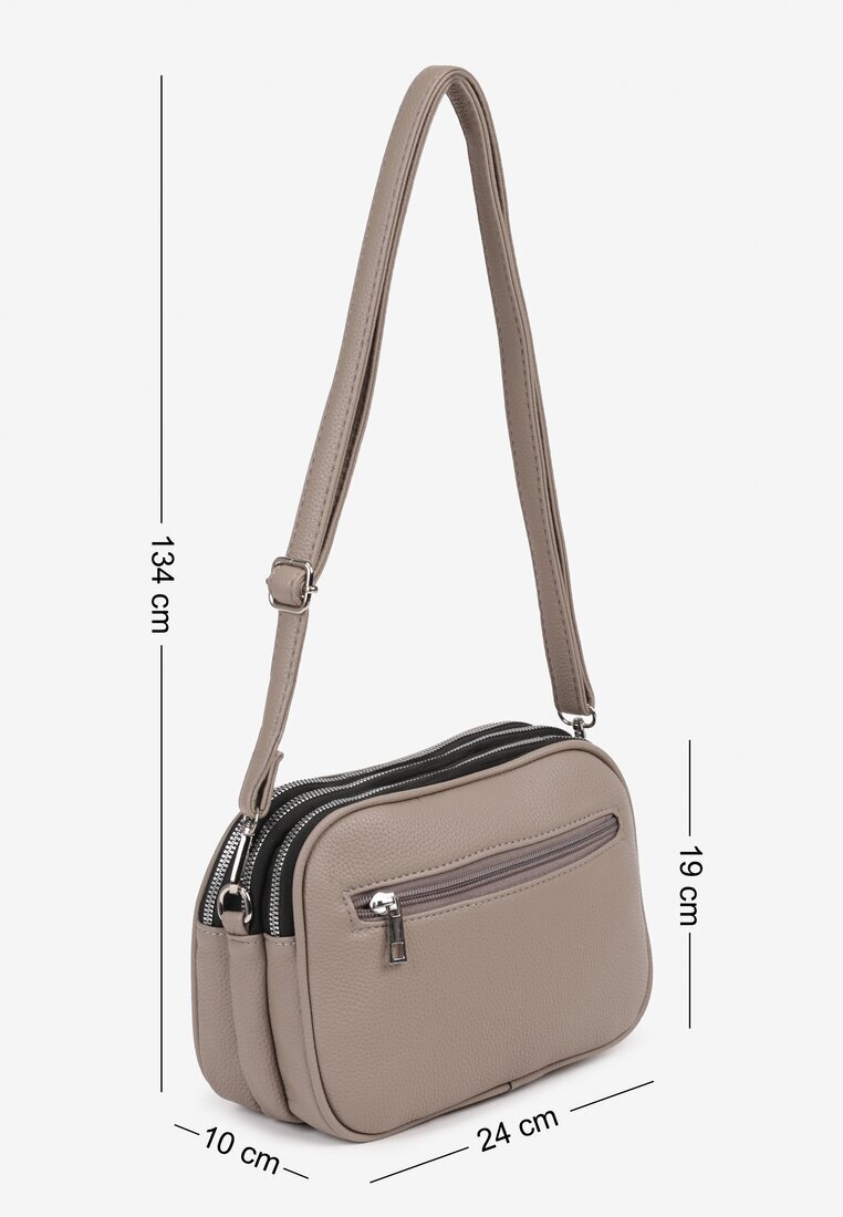 fashion&bags Geantă Gri Cu Trei Compartimente Tip Poștaș Decorată Cu Litere Lanithara