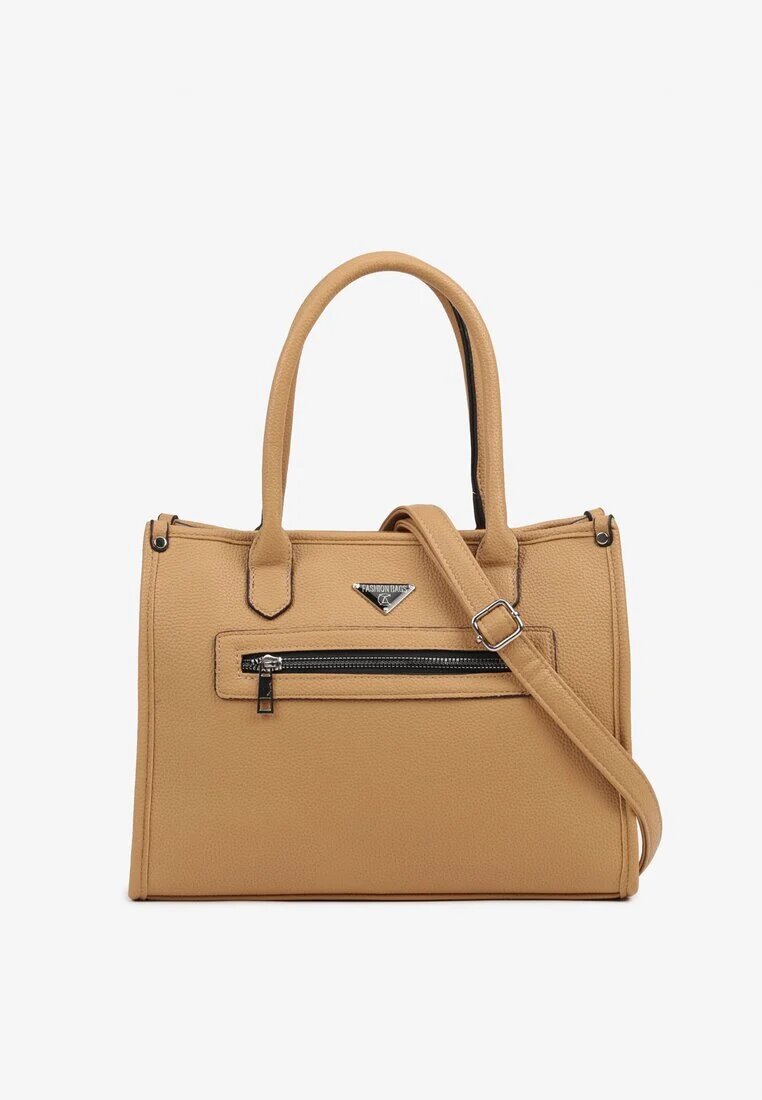 fashion&bags Geantă Mică Tip Shopper Bej Închisă cu Curea Suplimentară Lorsekia