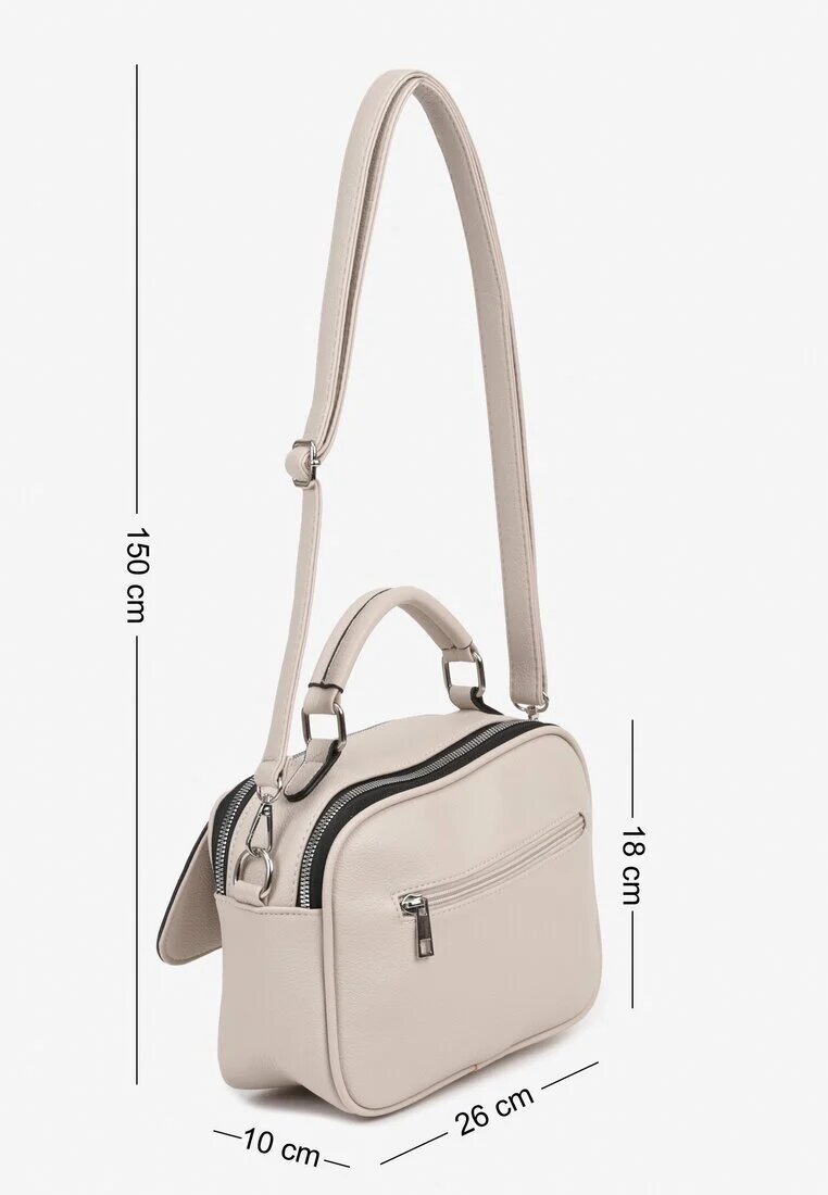 fashion&bags Geantă poștaș bej deschis cu mâner și aplicație metalică Arillena