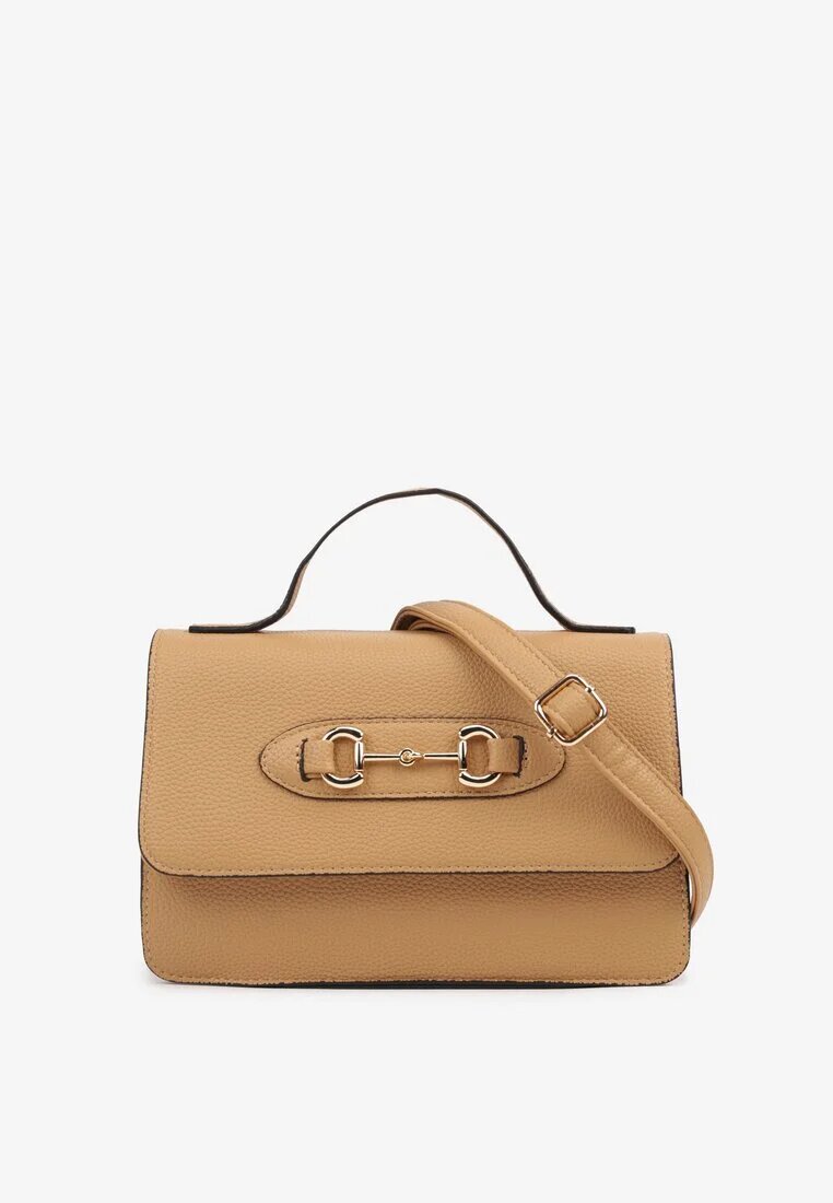 fashion&bags Geantă Poștaș Bej închis cu Închidere Decorativă cu Curea Nanilira