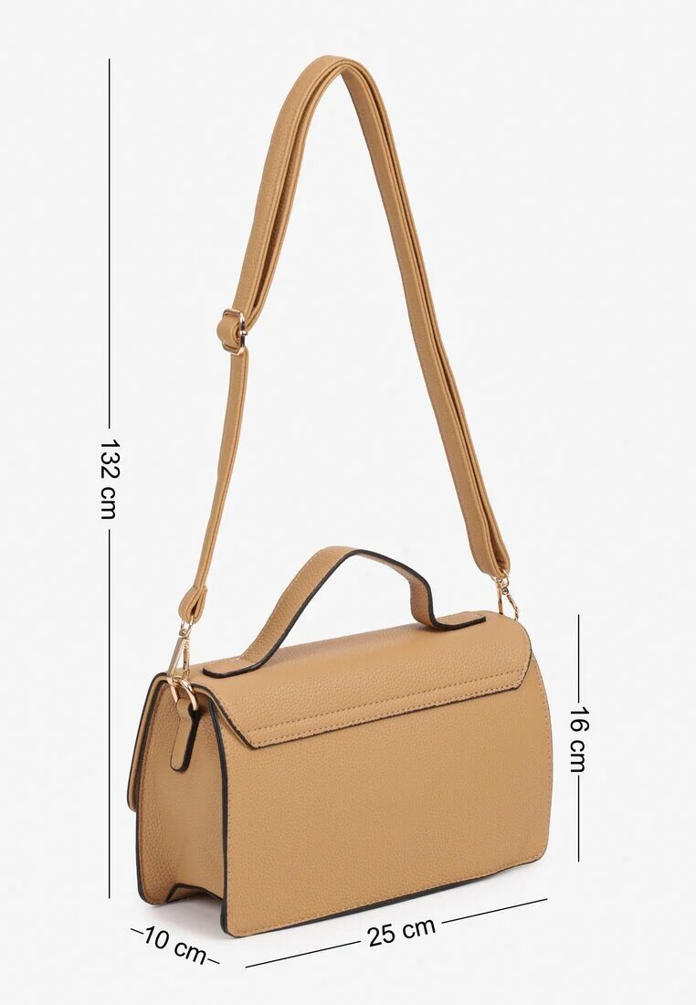 fashion&bags Geantă Poștaș Bej închis cu Închidere Decorativă cu Curea Nanilira