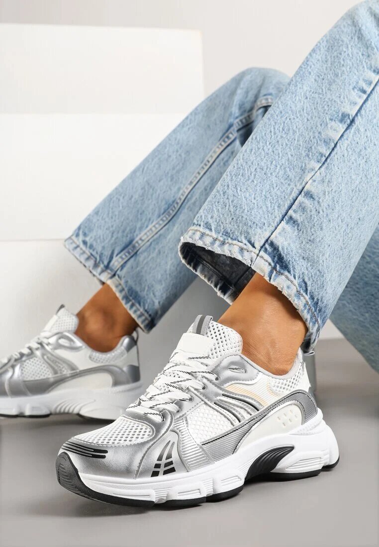 fashion belle Adidași Argintii în stil streetwear cu detalii din plasă Dorelline