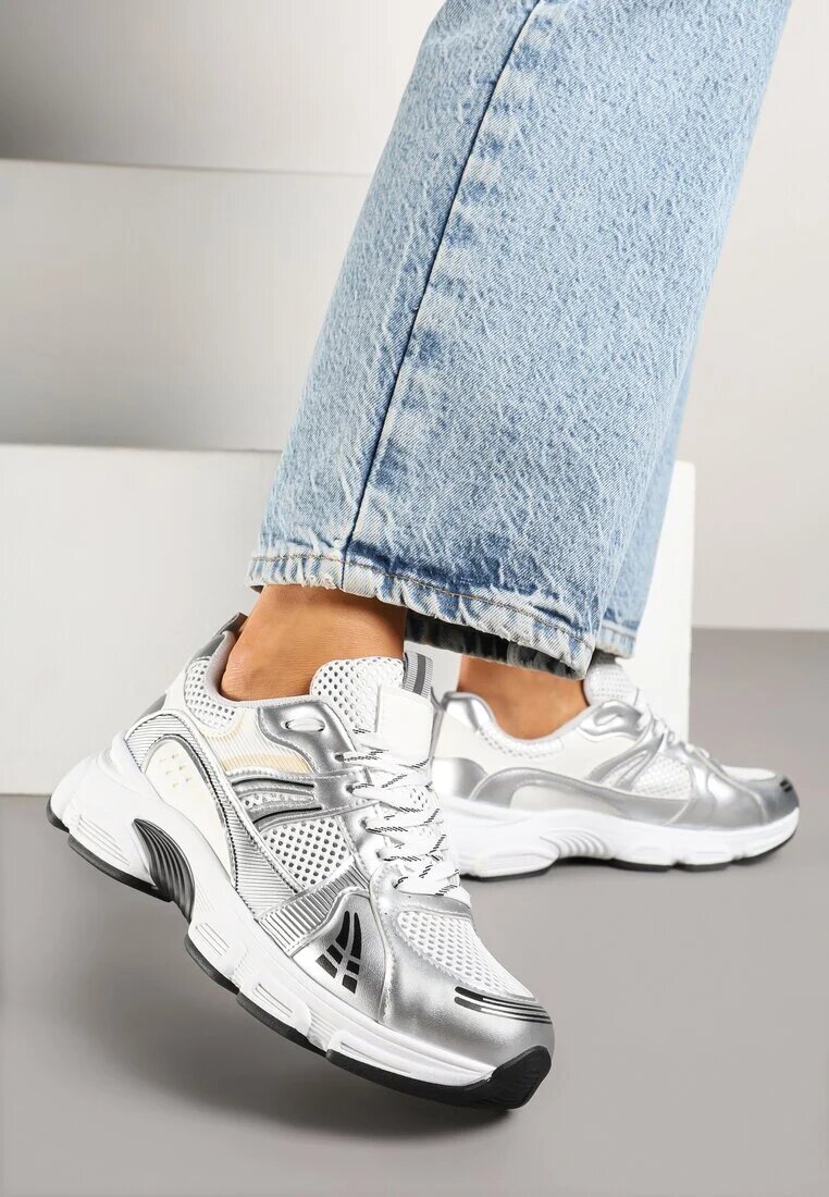 fashion belle Adidași Argintii în stil streetwear cu detalii din plasă Dorelline