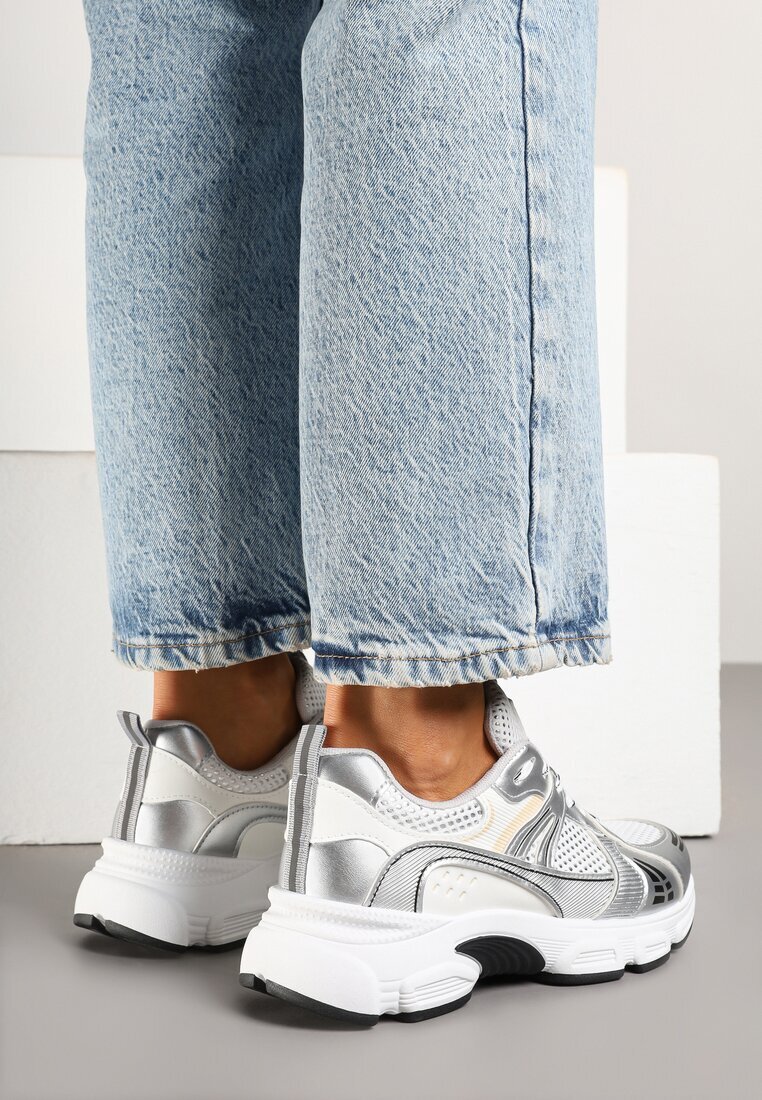 fashion belle Adidași Argintii în stil streetwear cu detalii din plasă Dorelline