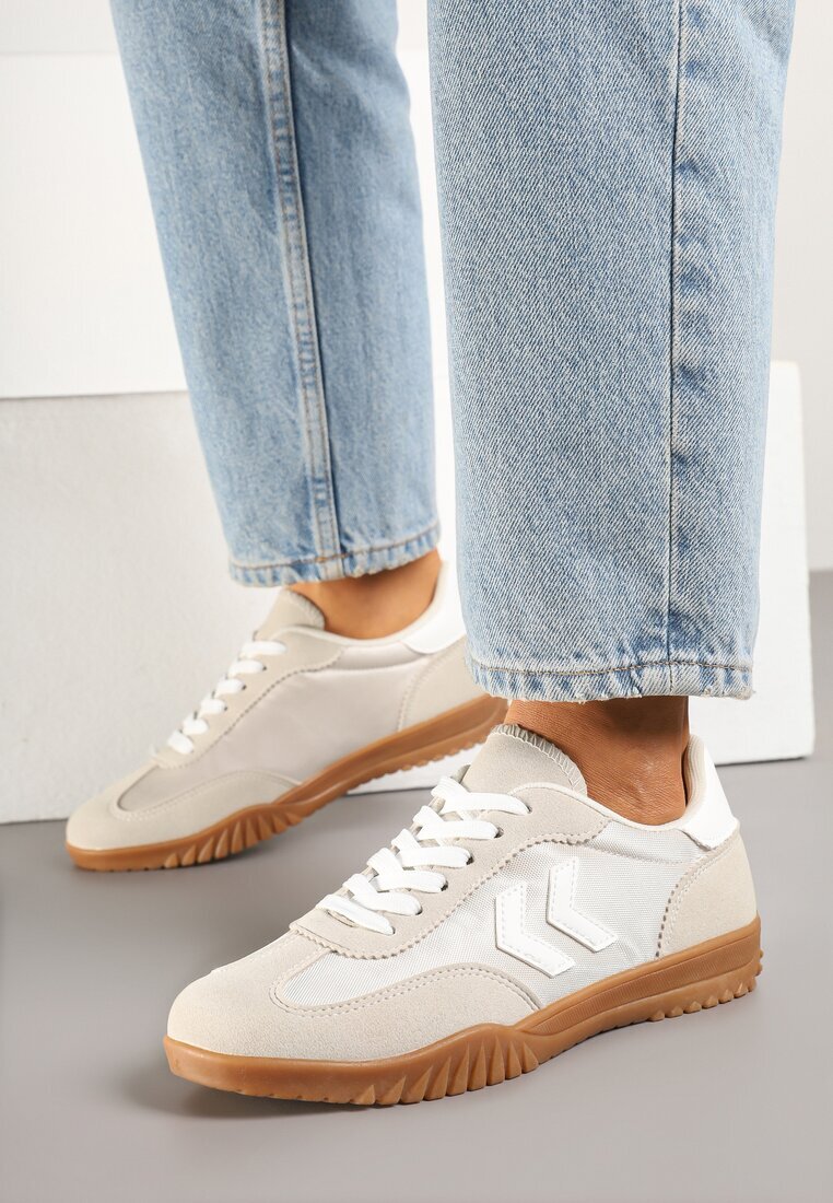 fashion belle Adidași Bej în Stil de Tenisi Clasici cu Cusături Decorative Napilia
