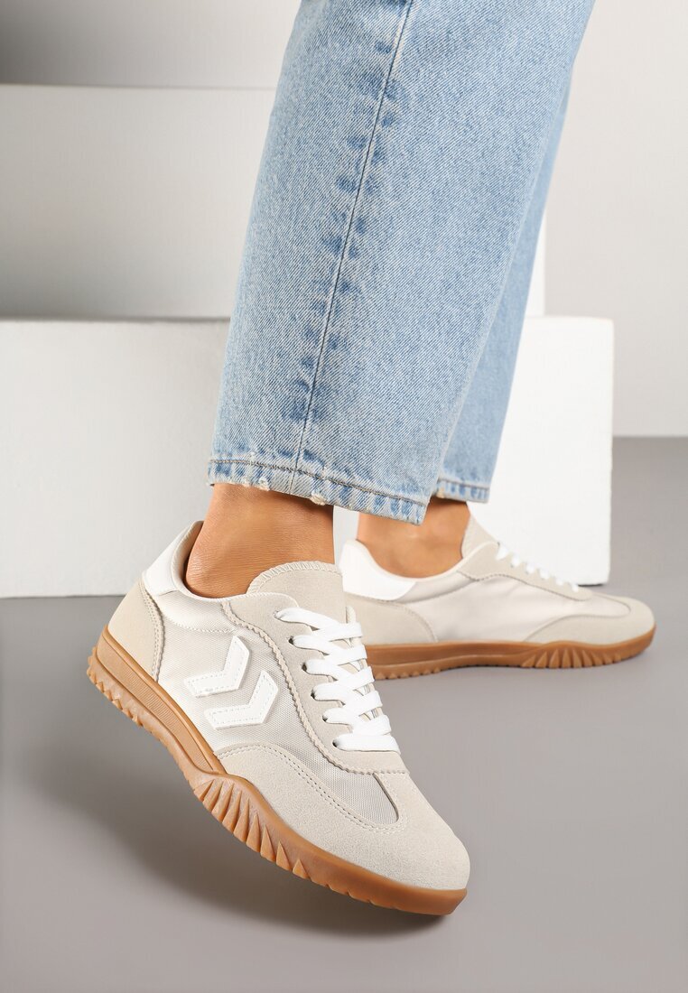 fashion belle Adidași Bej în Stil de Tenisi Clasici cu Cusături Decorative Napilia