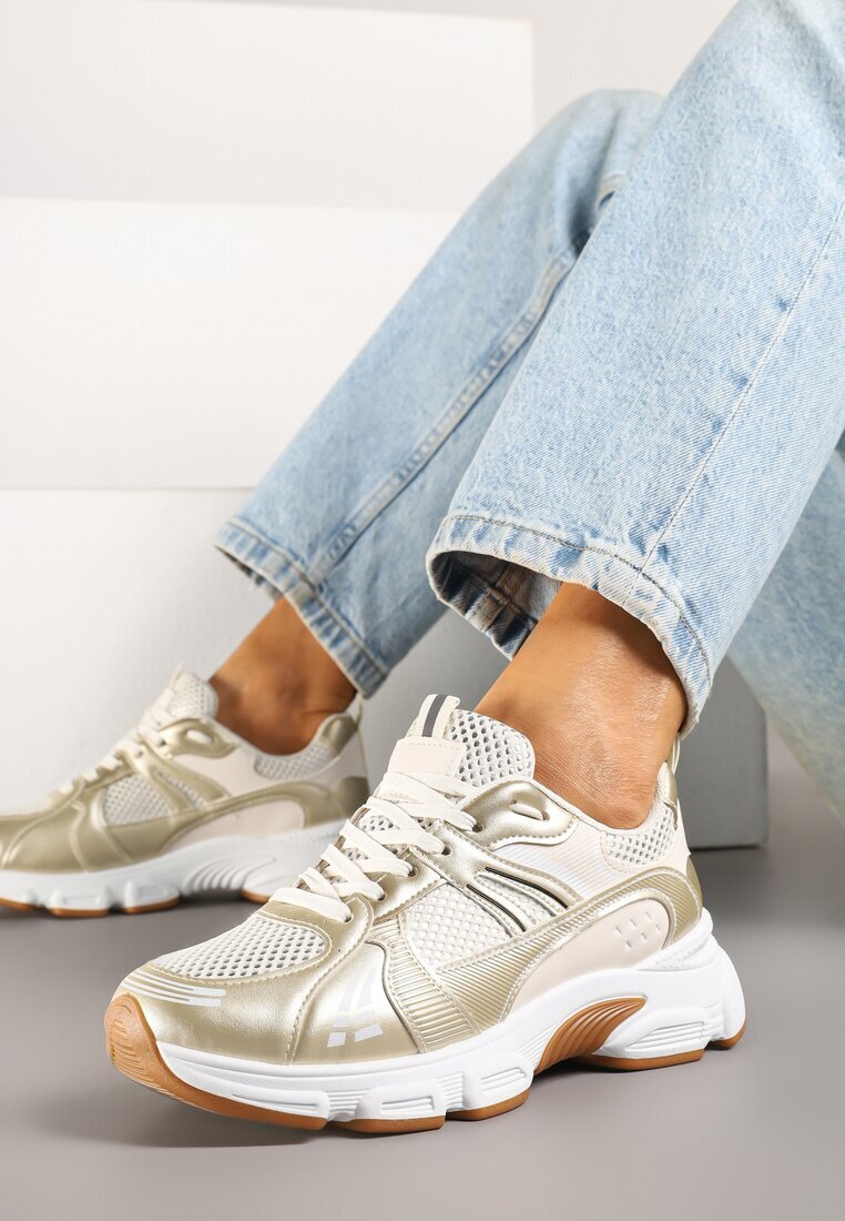 fashion belle Adidași bej în stil streetwear cu decorațiuni din plasă Dorelline