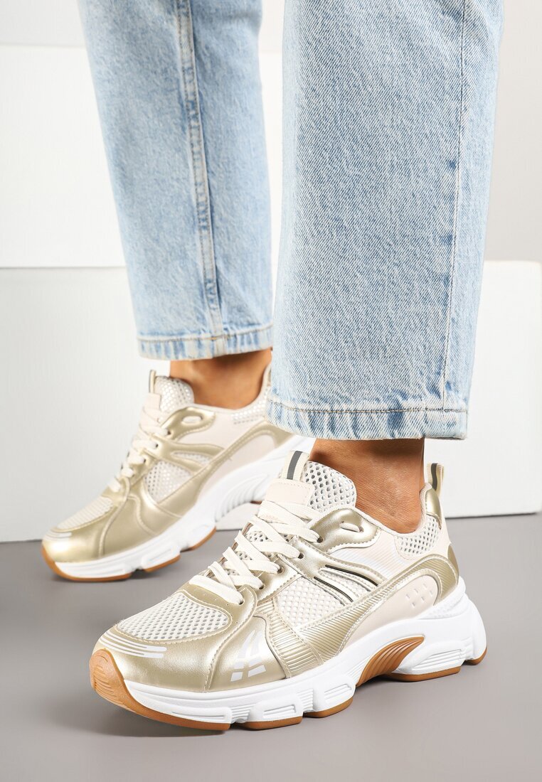 fashion belle Adidași bej în stil streetwear cu decorațiuni din plasă Dorelline