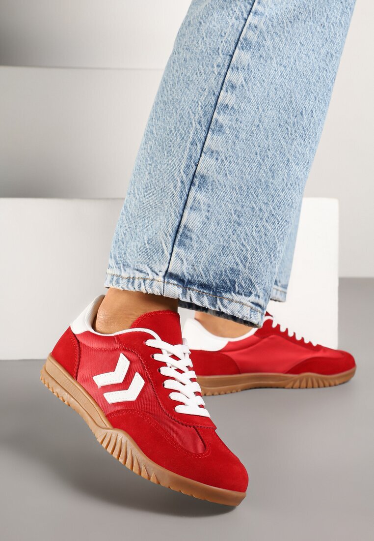 fashion belle Adidași Roșii în stil de Teniși Clasici cu cusături decorative Napilia