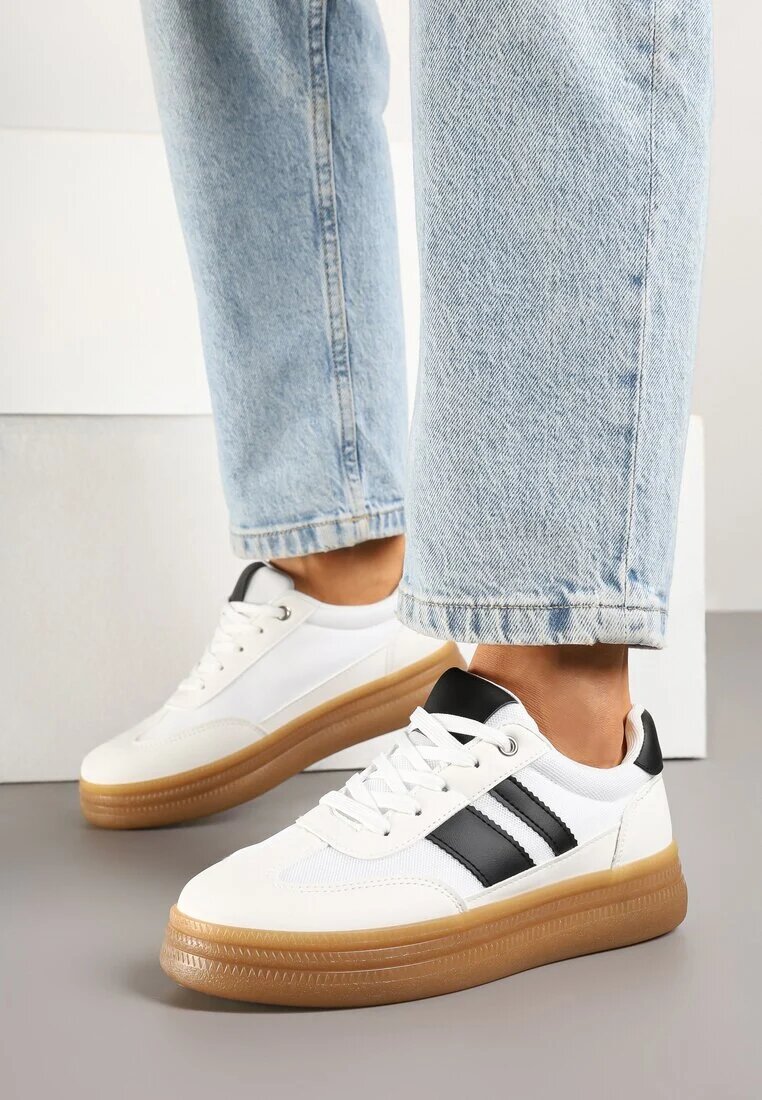 fashion belle Sneakers Albi în stilul tenisilor clasici decorați cu dungi Tenalinea